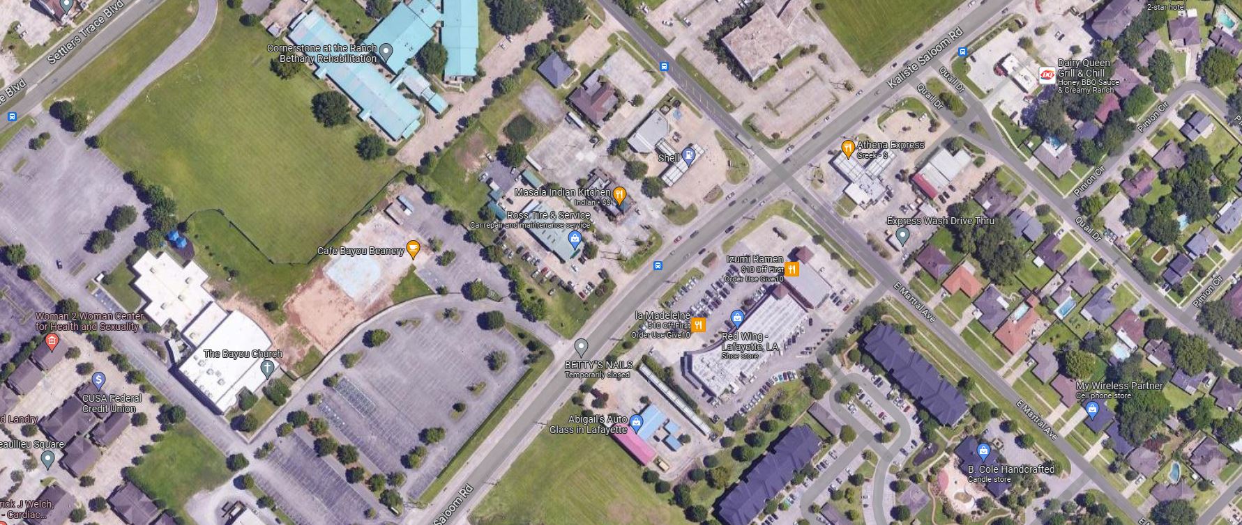 Aerial View of Ross Tire & Service's Location on Kaliste Saloom Road in Lafayette Louisiana | Ross Tire & Service Lafayette LA