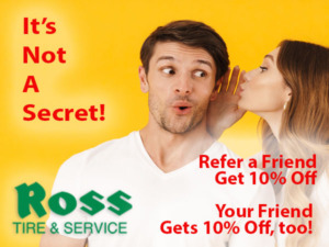 Refer a Friend and Get 10% Off Your Next Visit Woman whispering into ear of man with